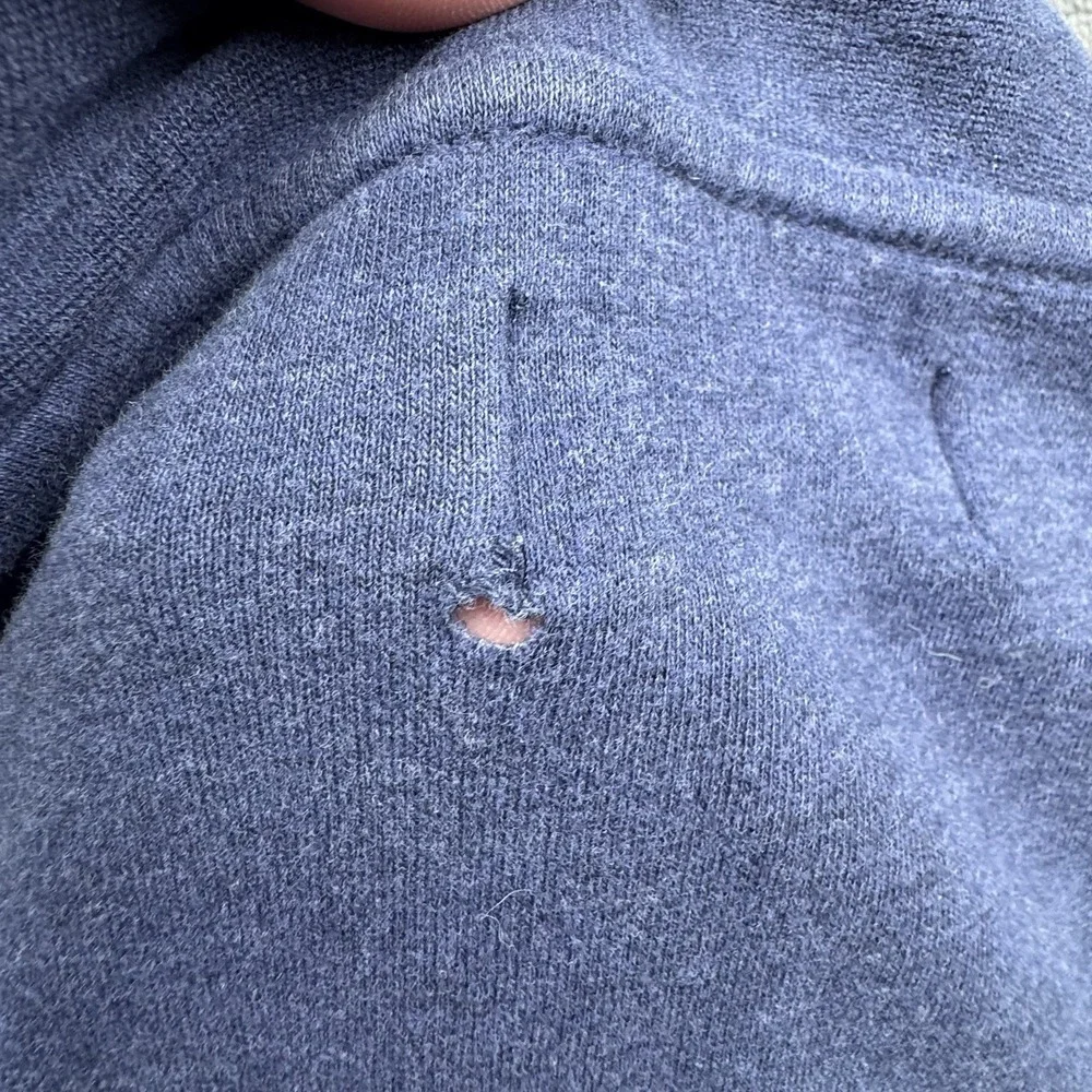 Vtg Polo Ralph Lauren Sweater Men's Sz 4XB Blue 1/4 Zip Pullover Logo‎ *Hole*